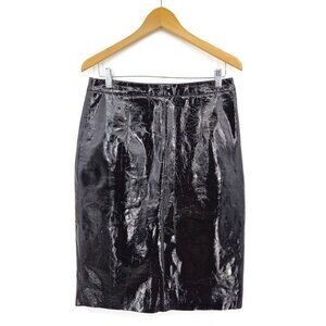 Walter Baker Molli Lamb Leather Black Skirt Womens 8 Midi Patent Pencil